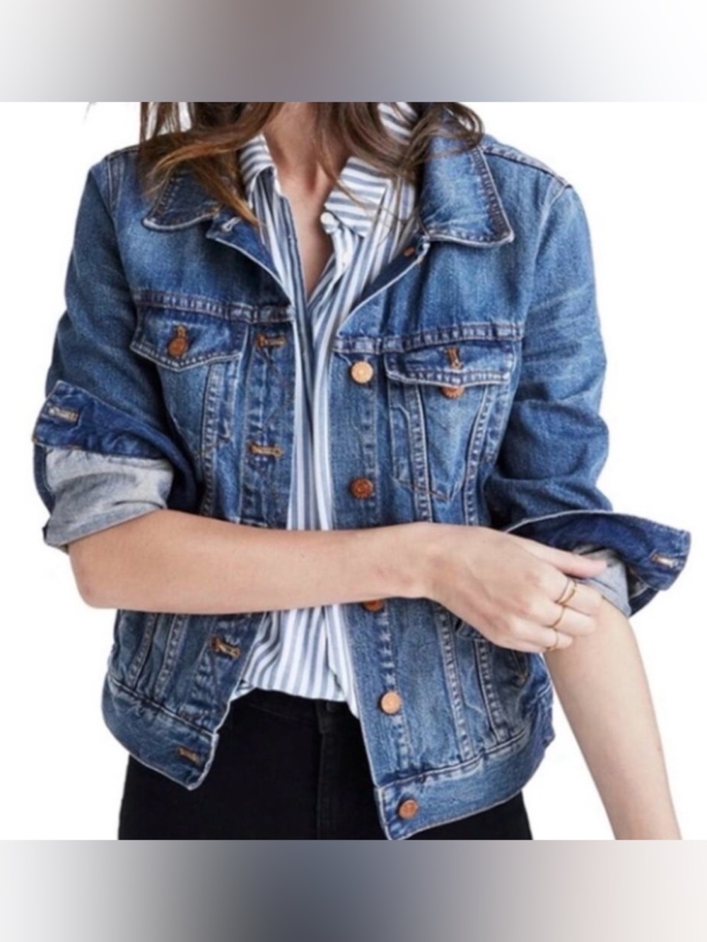 Madewell Jean Jacket with rose gold hardware - size S - NWOT